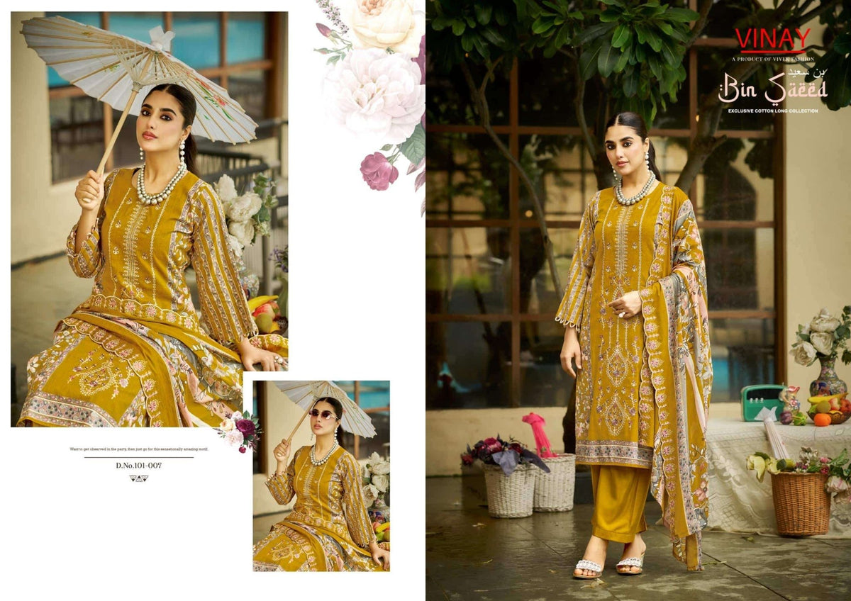 Vinay Fashion Bin Saeed Vol 1 Pure Cambric Cotton Dress Material - Amrah Wholesale