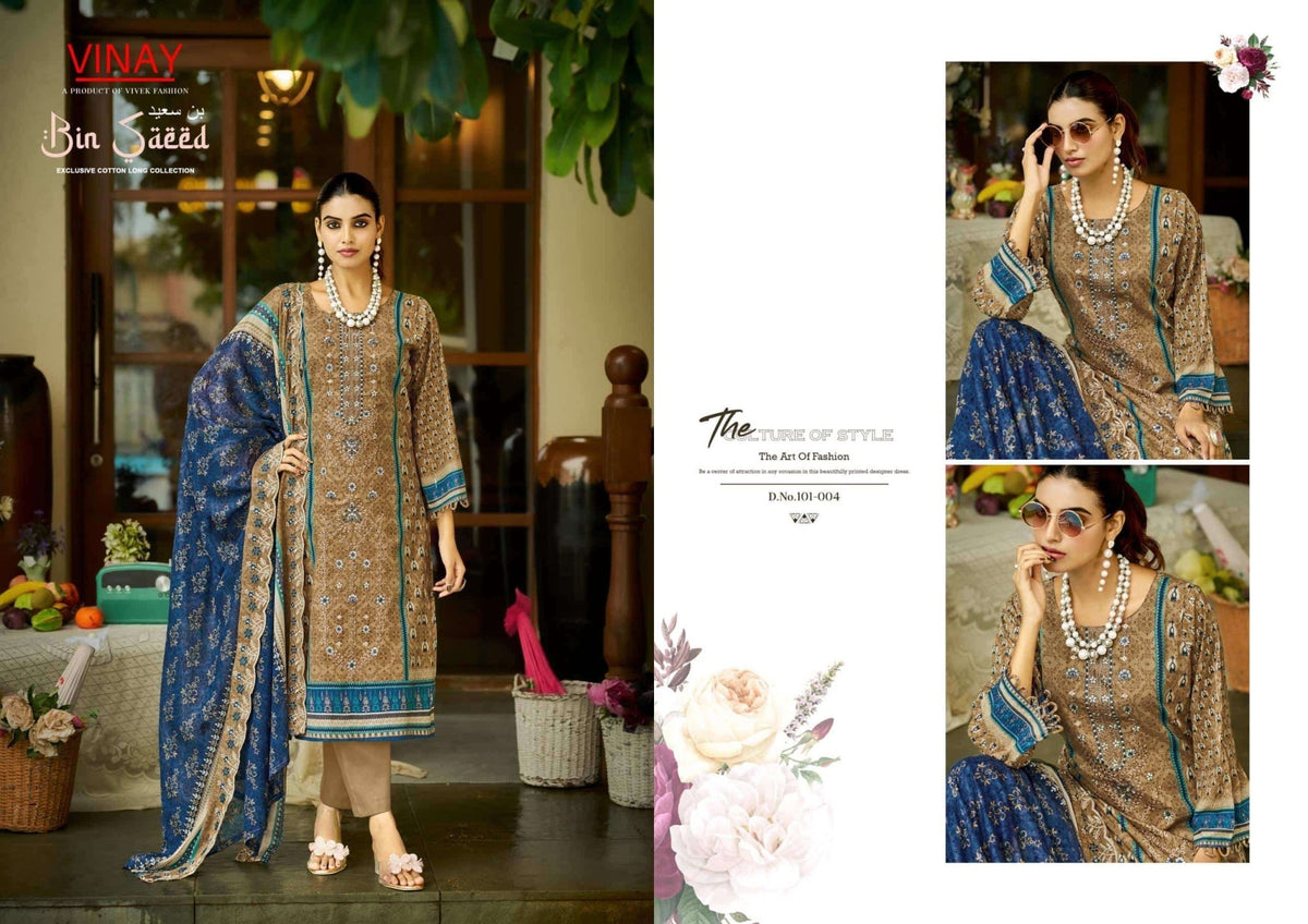 Vinay Fashion Bin Saeed Vol 1 Pure Cambric Cotton Dress Material - Amrah Wholesale