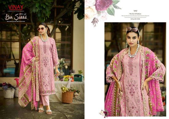 Vinay Fashion Bin Saeed Vol 1 Pure Cambric Cotton Dress Material - Amrah Wholesale