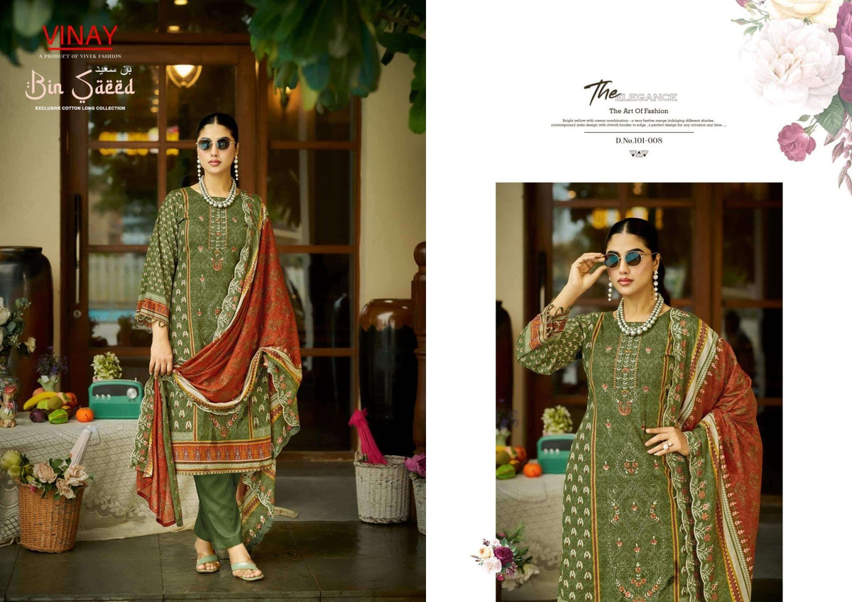 Vinay Fashion Bin Saeed Vol 1 Pure Cambric Cotton Dress Material - Amrah Wholesale