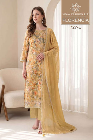 Vinay Fashion Florencia Crystal Organza Embroidered Dress Material