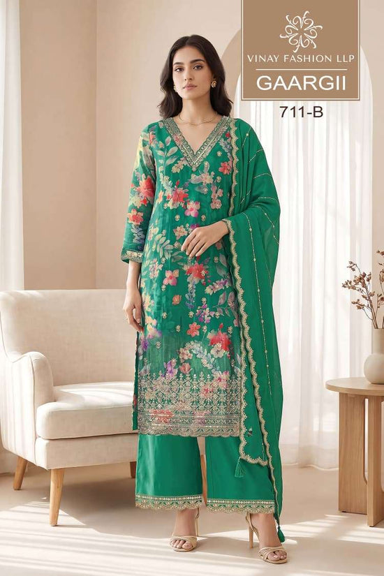 Vinay Fashion Gaargii Premium Chinon Embroidered Dress Material - Amrah Wholesale