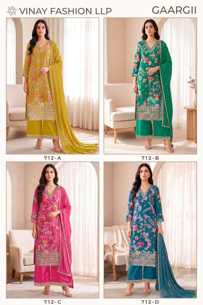 Vinay Fashion Gaargii Premium Chinon Embroidered Dress Material - Amrah Wholesale