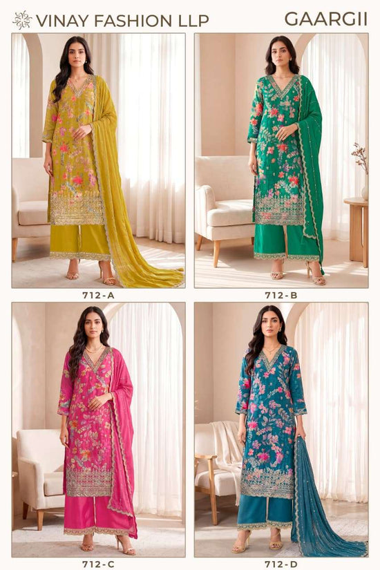 Vinay Fashion Gaargii Premium Chinon Embroidered Dress Material - Amrah Wholesale
