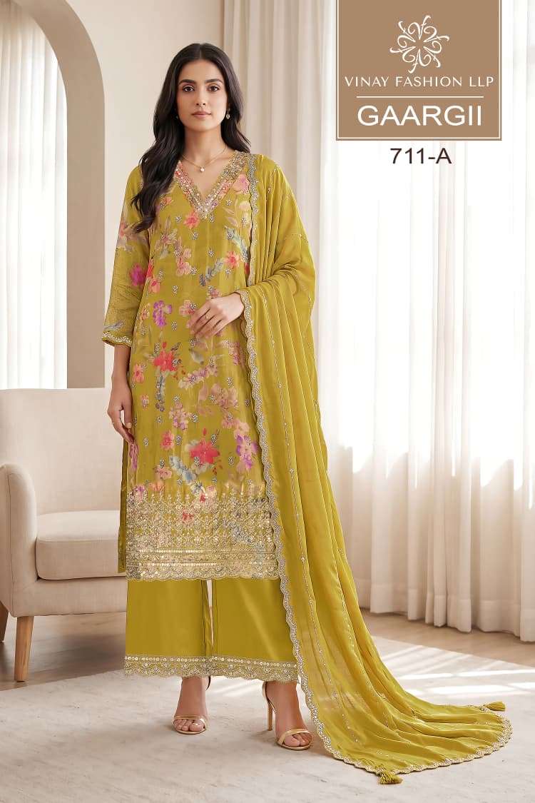 Vinay Fashion Gaargii Premium Chinon Embroidered Dress Material - Amrah Wholesale