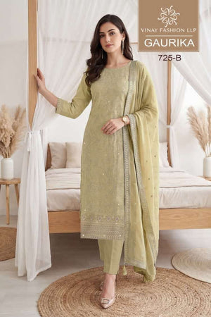 Vinay Fashion Gaurika Premium Georgette Designer Dress Material - Amrah Wholesale