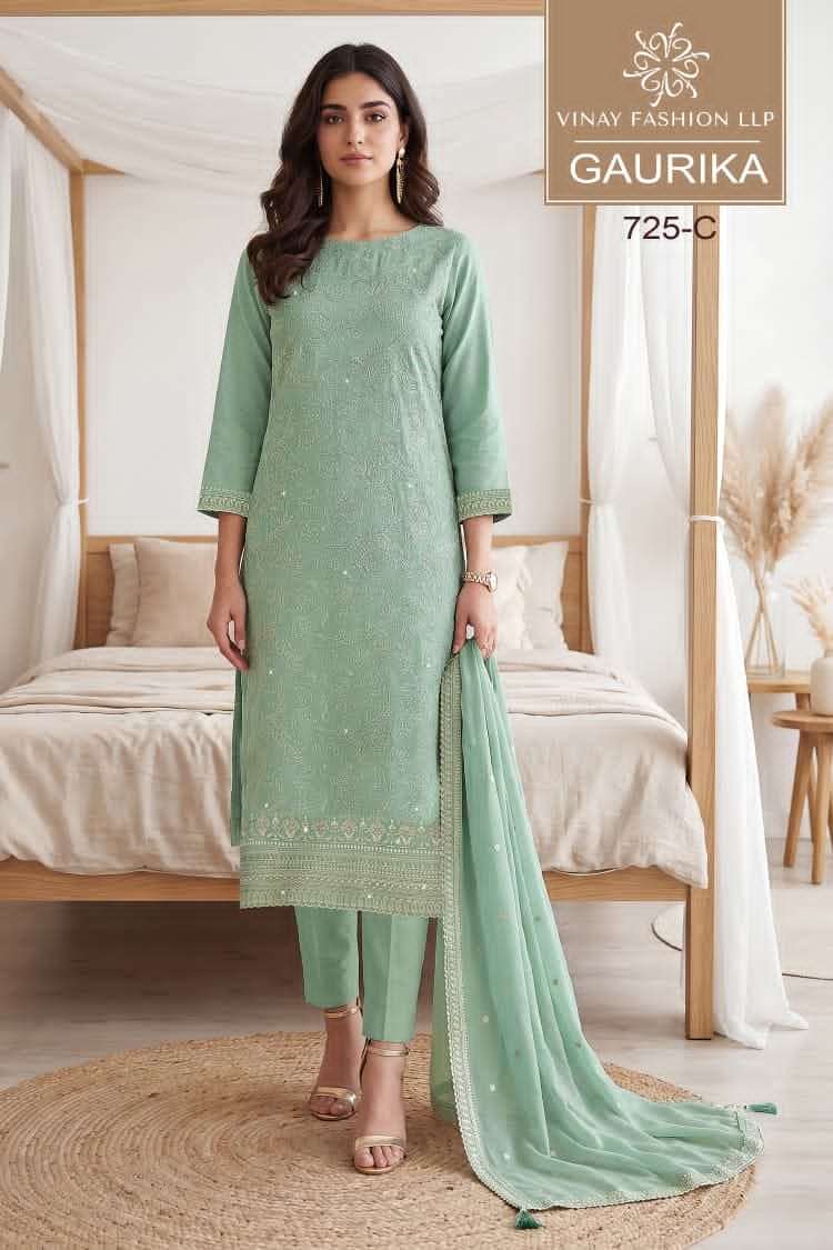 Vinay Fashion Gaurika Premium Georgette Designer Dress Material - Amrah Wholesale