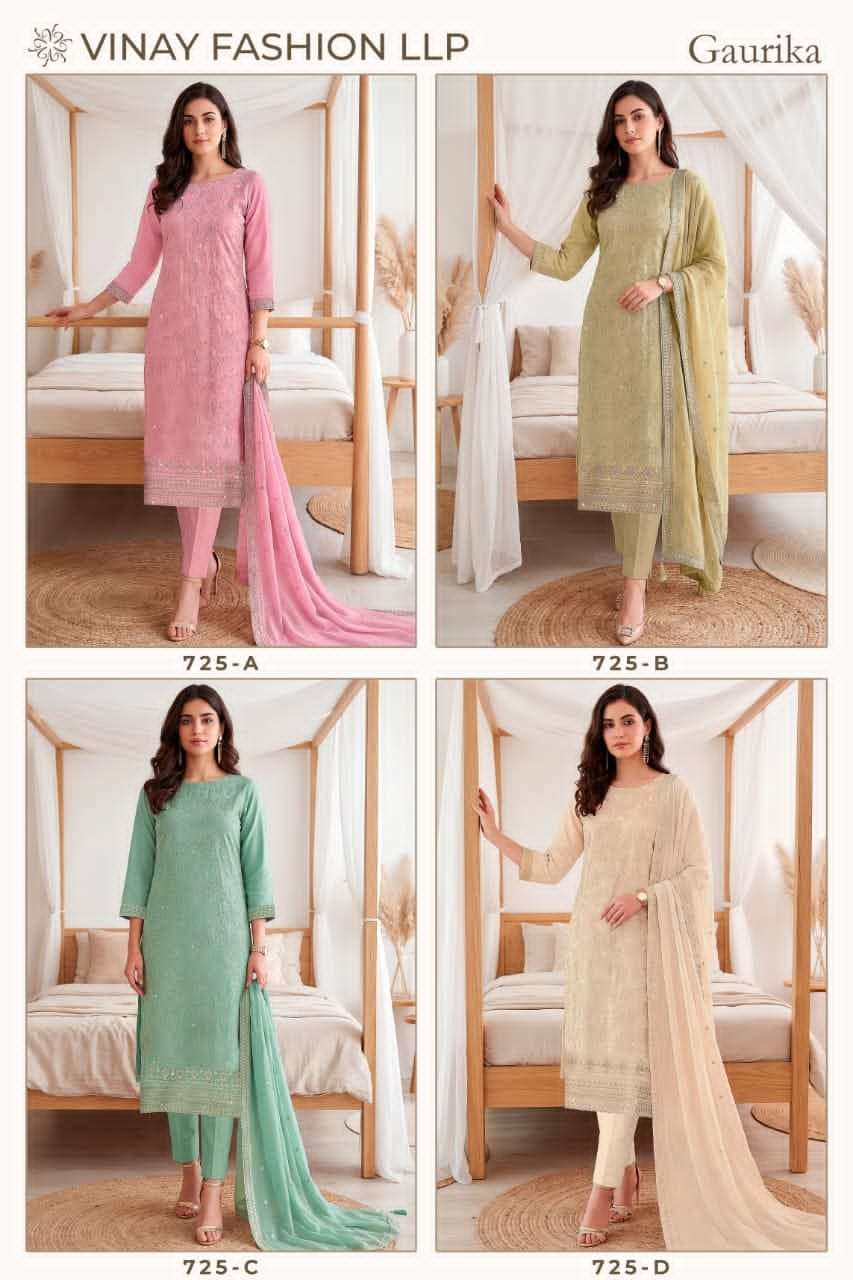 Vinay Fashion Gaurika Premium Georgette Designer Dress Material - Amrah Wholesale