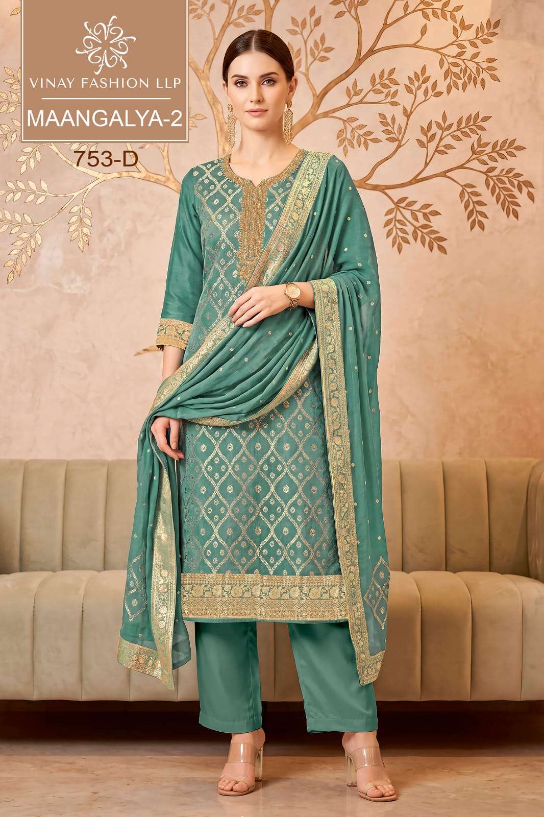 Vinay Fashion Maangalya Vol 2 Viscose Chinon Jacquard Dress Material
