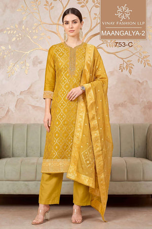 Vinay Fashion Maangalya Vol 2 Viscose Chinon Jacquard Dress Material