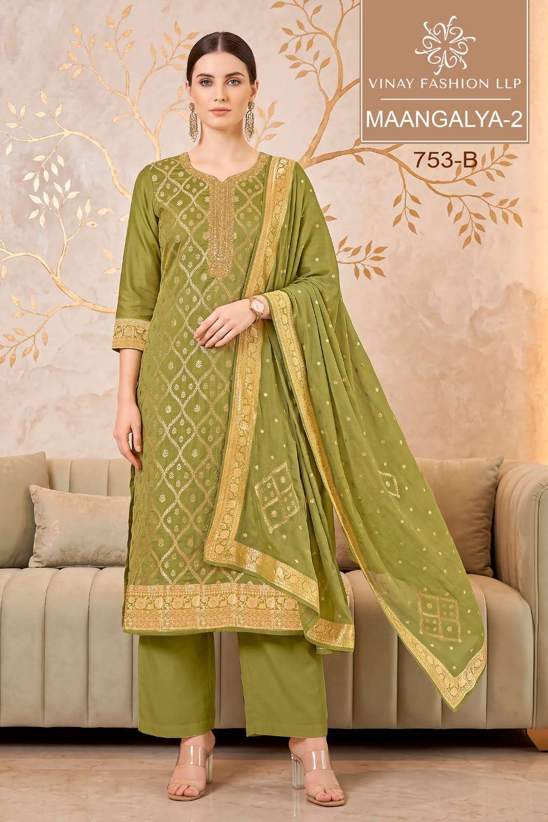 Vinay Fashion Maangalya Vol 2 Viscose Chinon Jacquard Dress Material