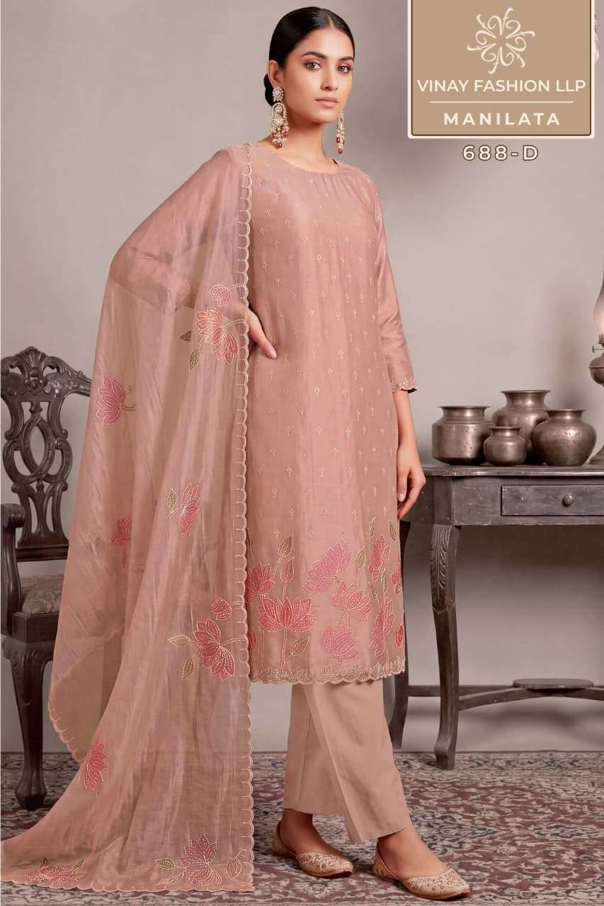 Vinay Fashion Manilata Premium Salsa Silk Designer Dress Material - Amrah Wholesale