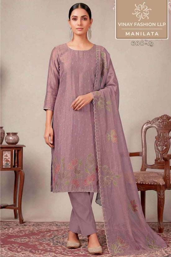 Vinay Fashion Manilata Premium Salsa Silk Designer Dress Material - Amrah Wholesale