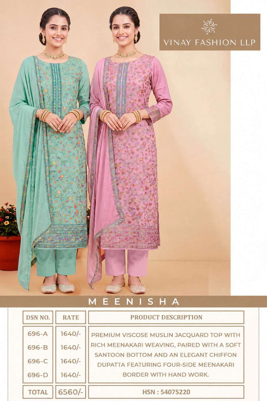 Vinay Fashion Meenisha Muslin Jacquard Dress Material