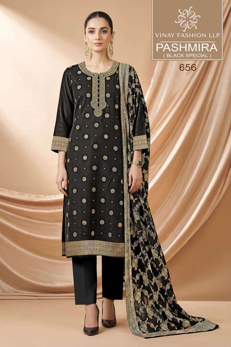 Vinay Fashion Pashmira Black Special Pashmina Suit Collection