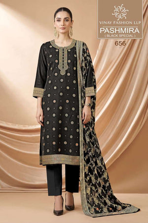 Vinay Fashion Pashmira Black Special Pashmina Suit Collection