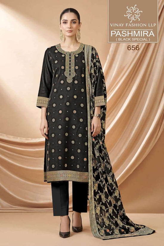 Vinay Fashion Pashmira Black Special Pashmina Suit Collection