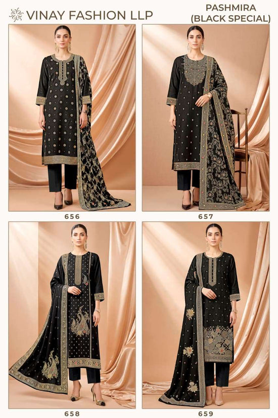 Vinay Fashion Pashmira Black Special Pashmina Suit Collection