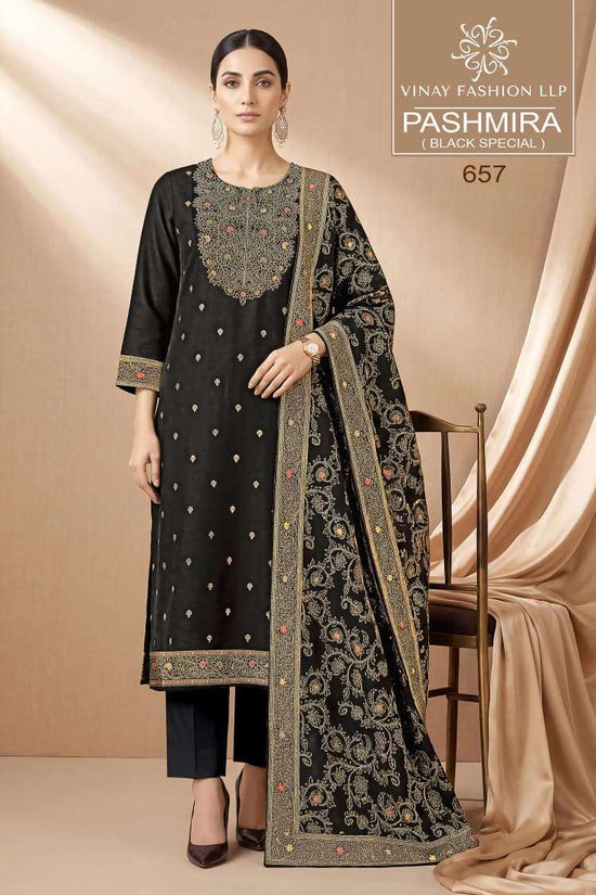 Vinay Fashion Pashmira Black Special Pashmina Suit Collection