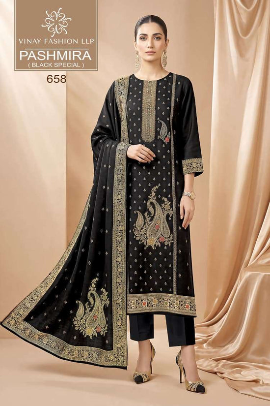 Vinay Fashion Pashmira Black Special Pashmina Suit Collection