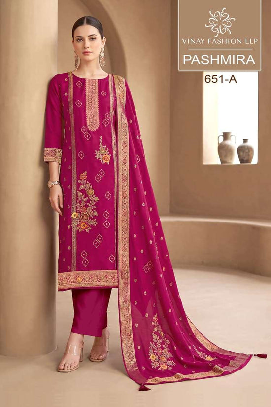 Vinay Fashion Pashmira Premium Pashmina Meena Work Dress Material