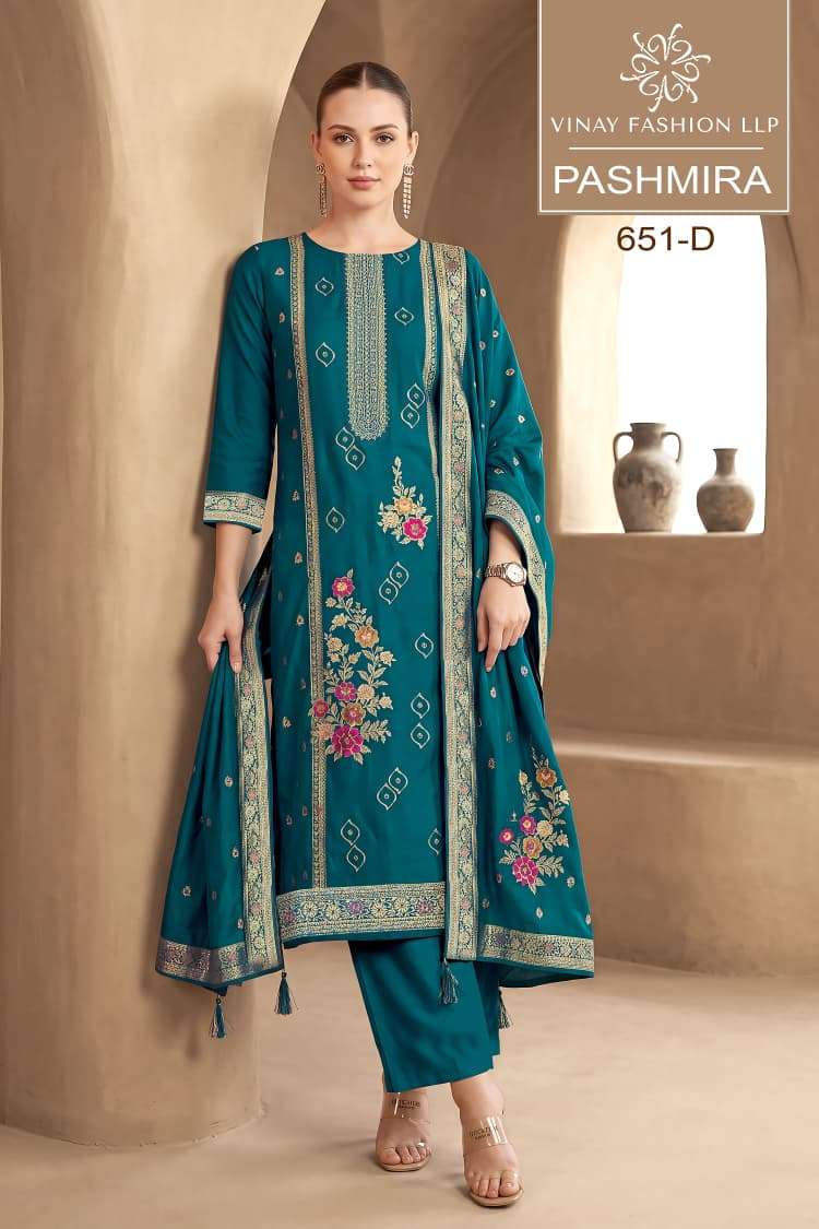Vinay Fashion Pashmira Premium Pashmina Meena Work Dress Material