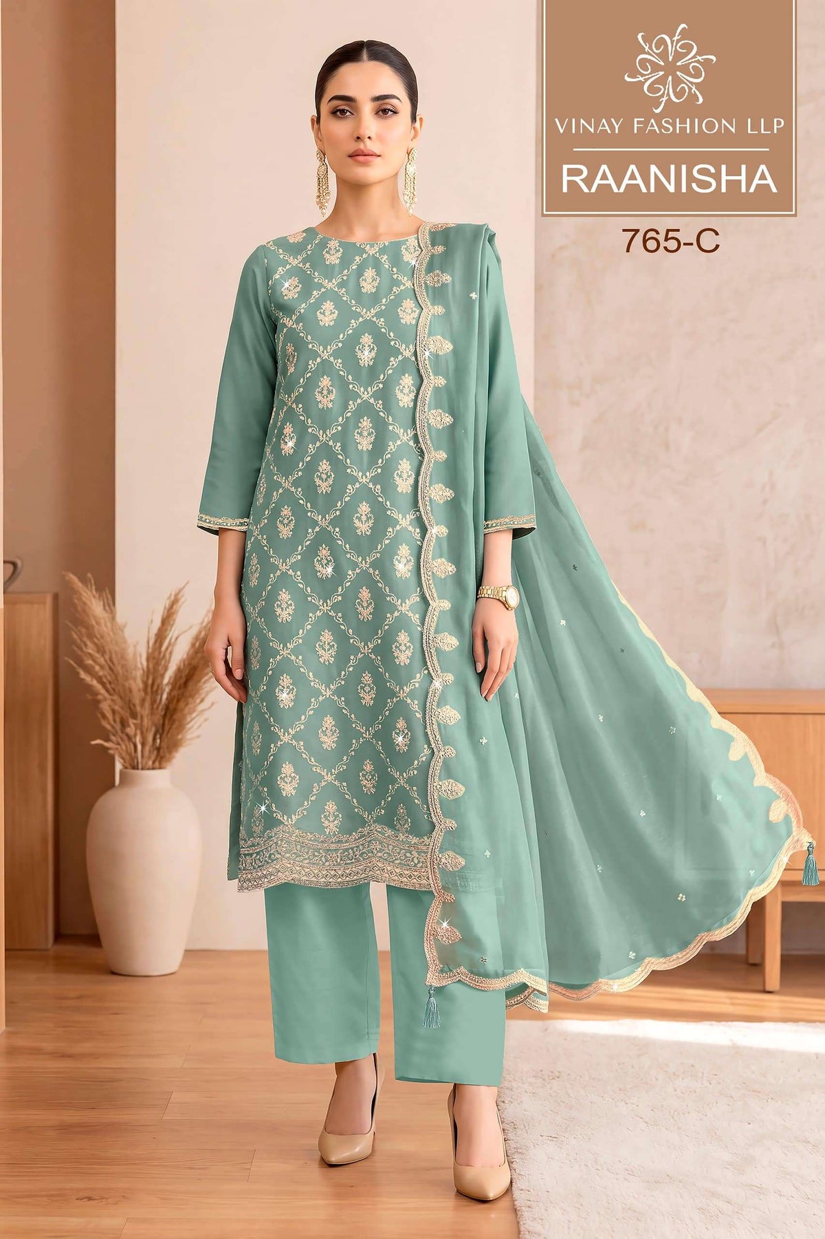Vinay Fashion Raanisha Maharani Silk Zarkan Embroidery Suit Set