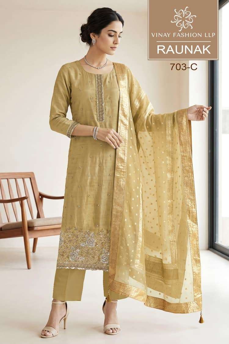Vinay Fashion Raunak Premium Cristal Designer Dress Material - Amrah Wholesale