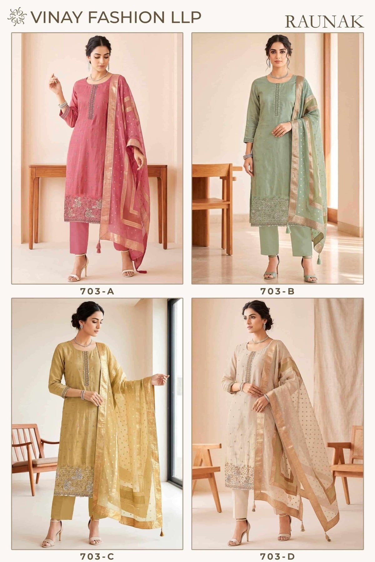 Vinay Fashion Raunak Premium Cristal Designer Dress Material - Amrah Wholesale