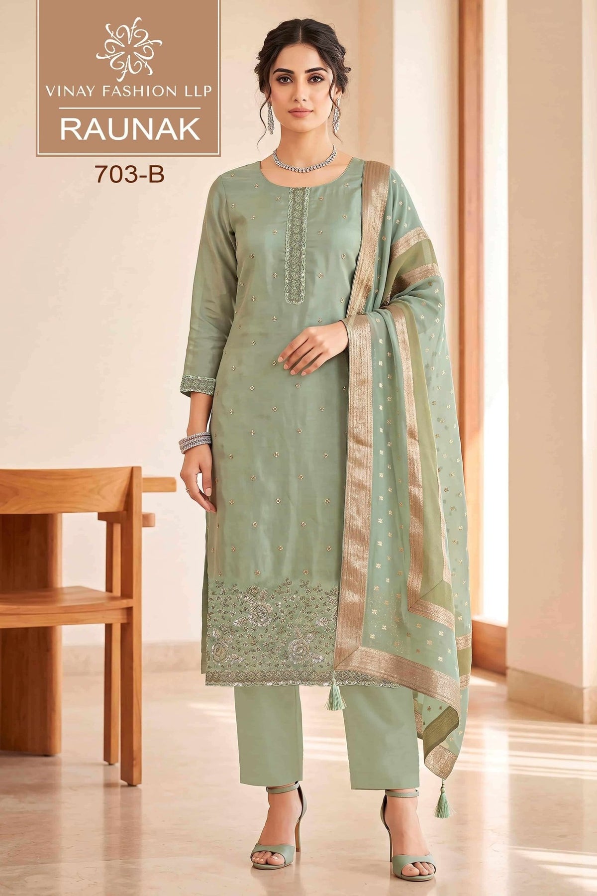Vinay Fashion Raunak Premium Cristal Designer Dress Material - Amrah Wholesale