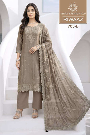 Vinay Fashion Riwaaz Premium Soft Gold Silk Designer Dress Material - Amrah Wholesale