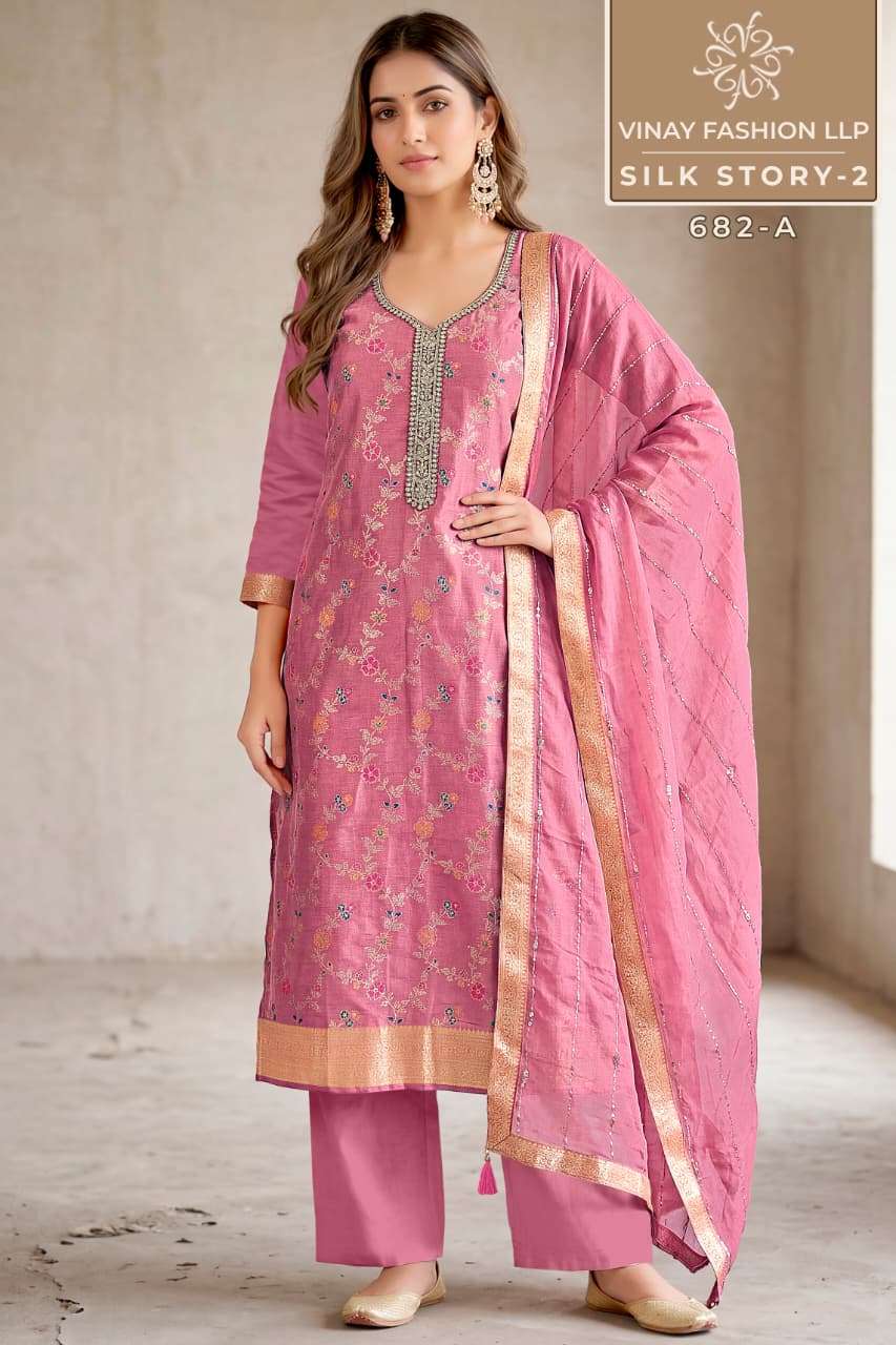 Vinay Fashion Silk Story Vol 2 Russian Silk Dress Material - Amrah Wholesale