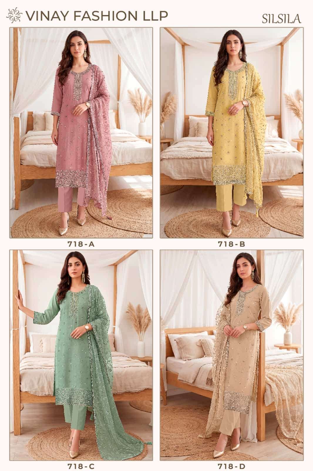 Vinay Fashion Silsila Crystal Organza Zarkan Suit