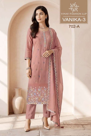 Vinay Fashion Vamika Vol 3 Premium Mul Chanderi Designer Dress Material - Amrah Wholesale