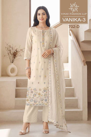 Vinay Fashion Vamika Vol 3 Premium Mul Chanderi Designer Dress Material - Amrah Wholesale