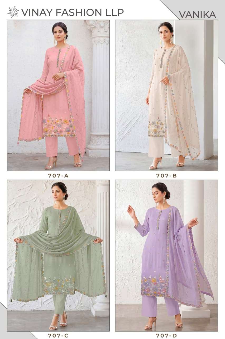Vinay Fashion Vanika Mul Chanderi Dress Material - Amrah Wholesale