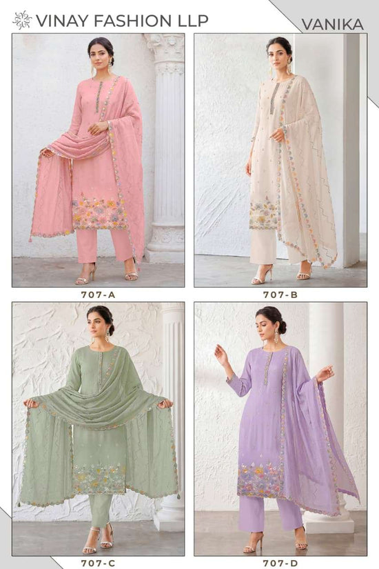 Vinay Fashion Vanika Mul Chanderi Dress Material - Amrah Wholesale