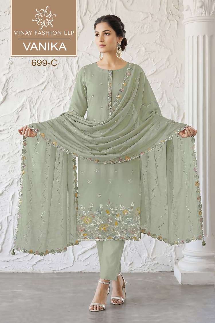Vinay Fashion Vanika Mul Chanderi Dress Material - Amrah Wholesale