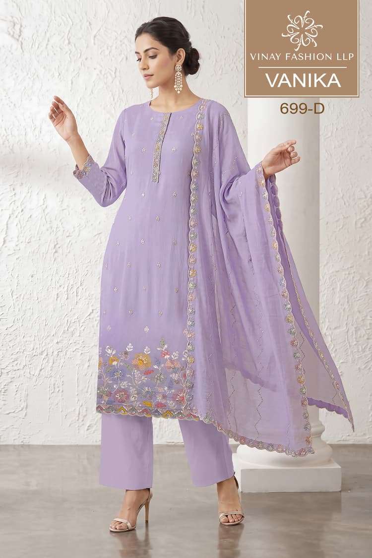 Vinay Fashion Vanika Mul Chanderi Dress Material - Amrah Wholesale