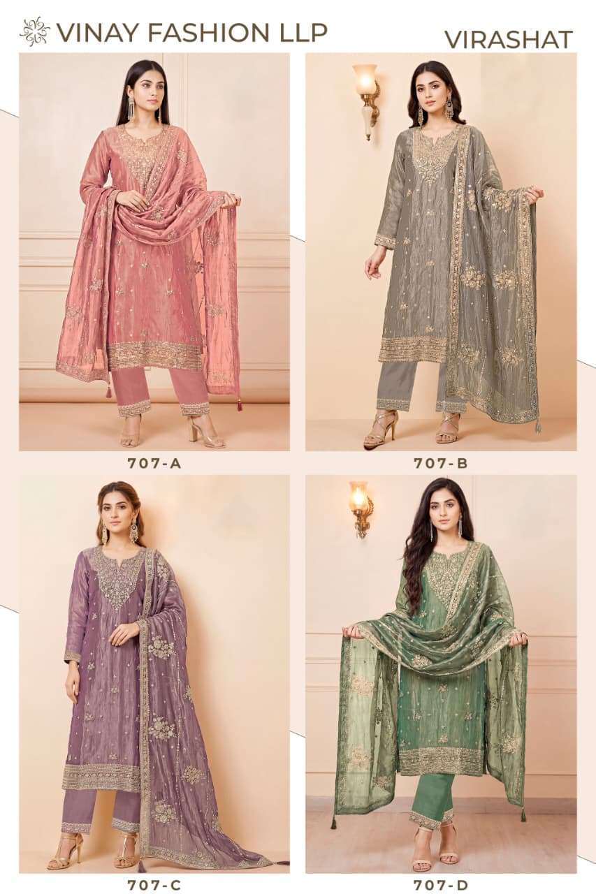 Vinay Fashion Virasat Premium Silk Dress Material - Amrah Wholesale