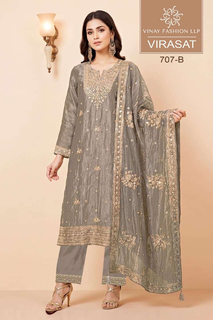 Vinay Fashion Virasat Premium Silk Dress Material - Amrah Wholesale