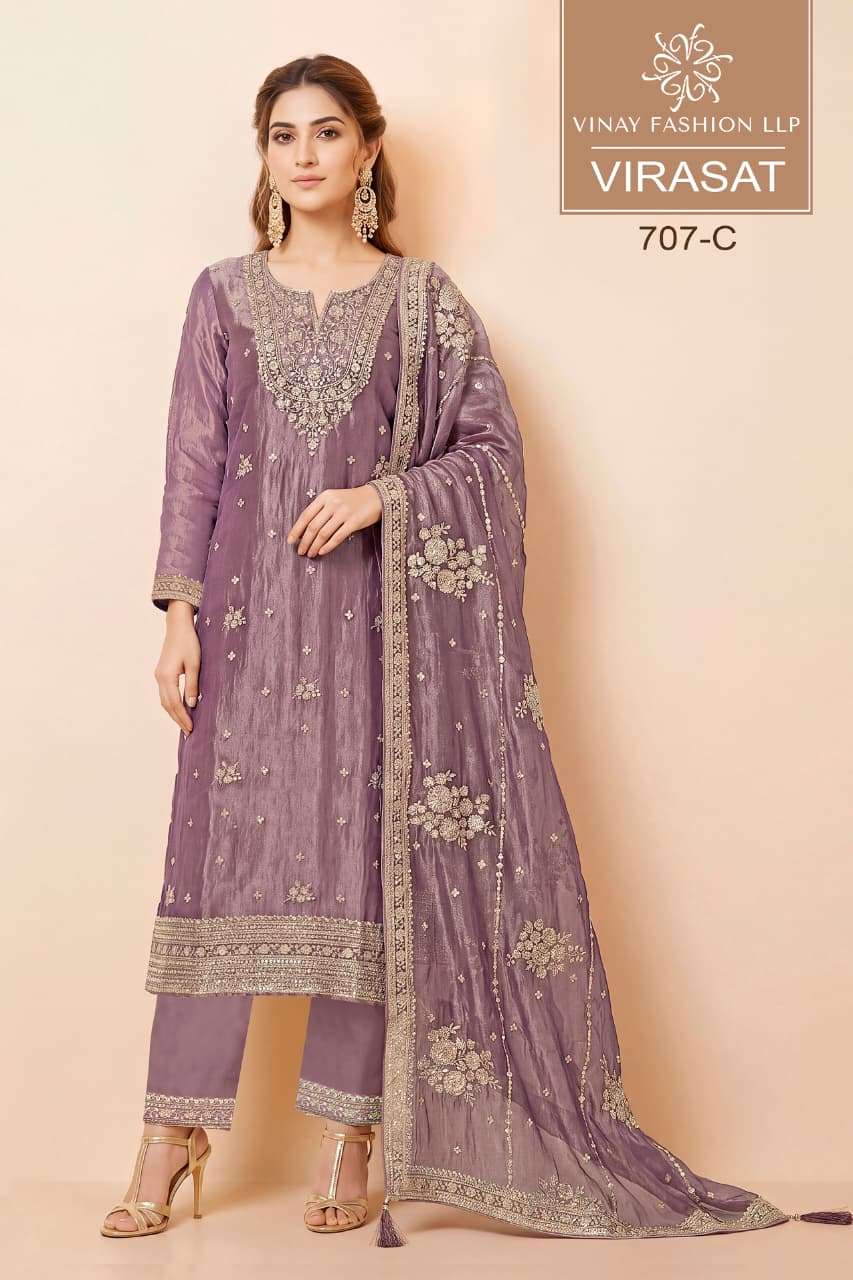 Vinay Fashion Virasat Premium Silk Dress Material - Amrah Wholesale