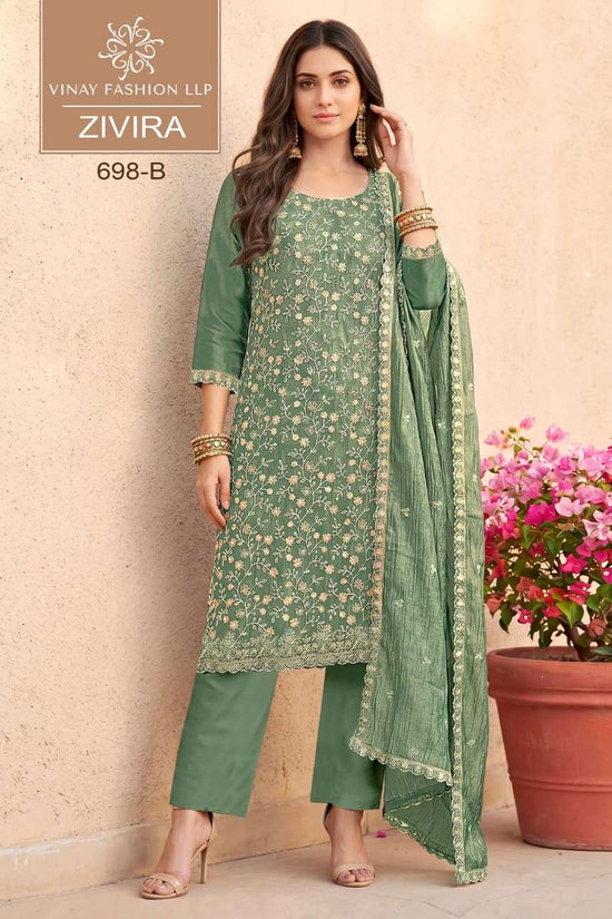 Vinay Fashion Zivira Soft Gold Silk Dress Material - Amrah Wholesale