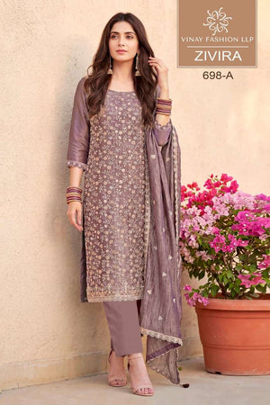 Vinay Fashion Zivira Soft Gold Silk Dress Material - Amrah Wholesale