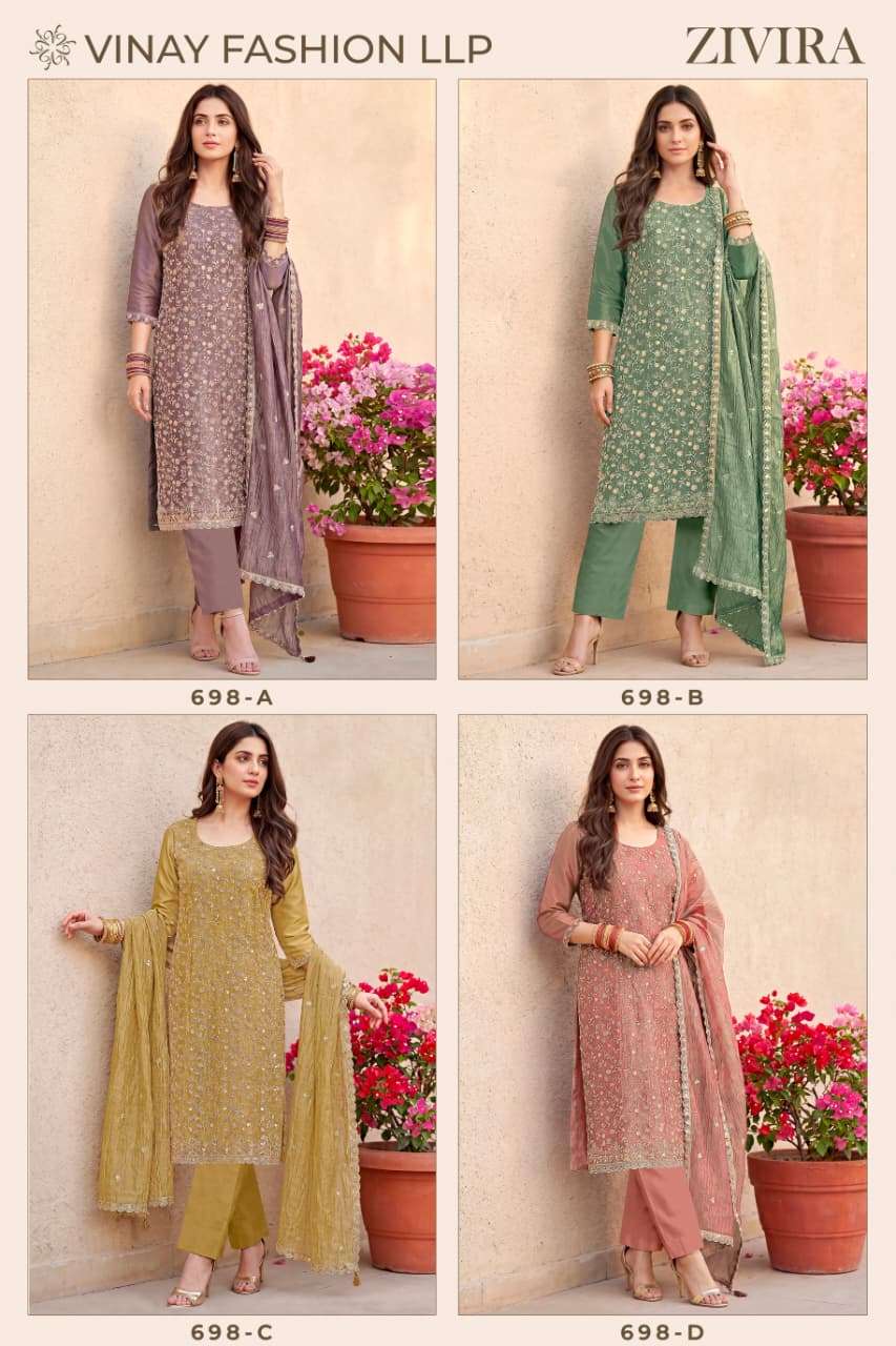 Vinay Fashion Zivira Soft Gold Silk Dress Material - Amrah Wholesale