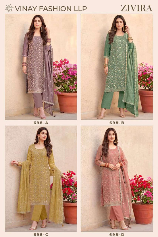 Vinay Fashion Zivira Soft Gold Silk Dress Material - Amrah Wholesale