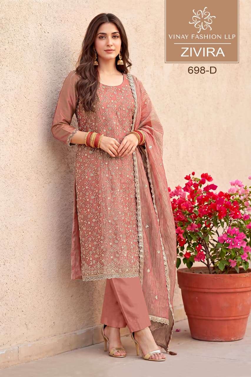 Vinay Fashion Zivira Soft Gold Silk Dress Material - Amrah Wholesale