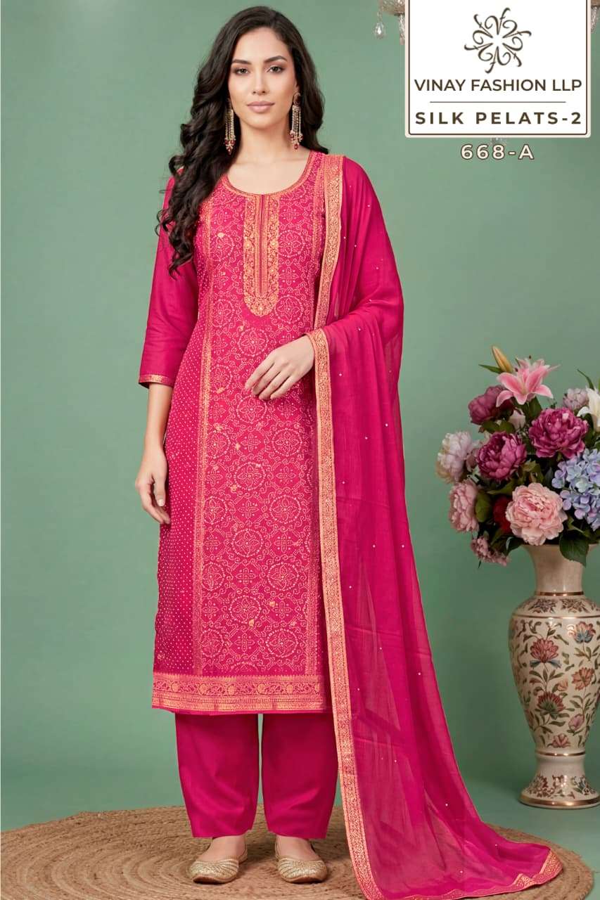 Vinay Fashion Silk Petals Vol 2 Russian Silk Dress Material - Amrah Wholesale