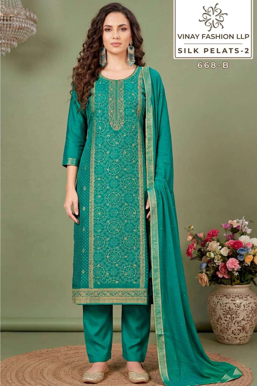Vinay Fashion Silk Petals Vol 2 Russian Silk Dress Material - Amrah Wholesale