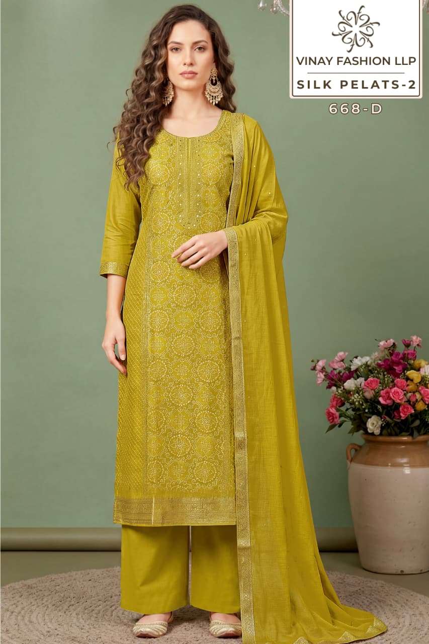 Vinay Fashion Silk Petals Vol 2 Russian Silk Dress Material - Amrah Wholesale